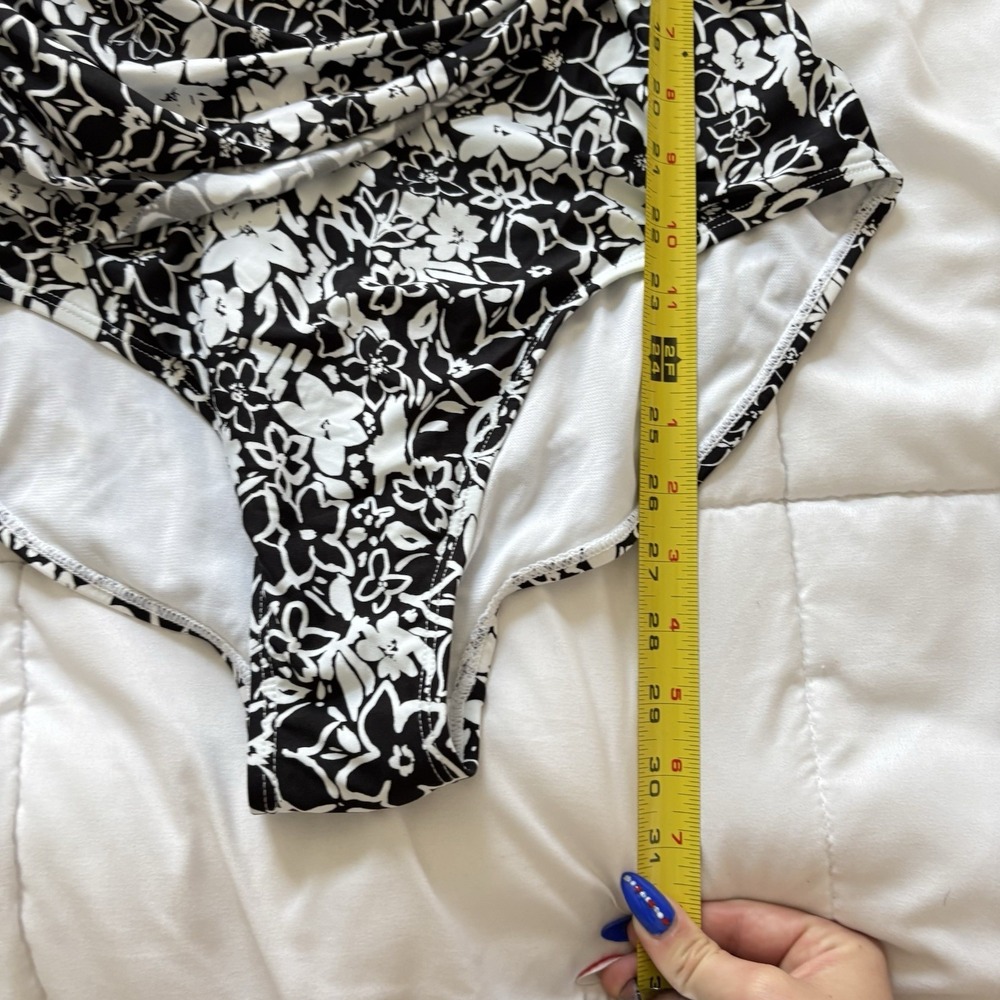 Anne Cole Swimsuit One Piece Womens 16 Floral Tropical Beach Tummy Control Black - Picture 2 of 6